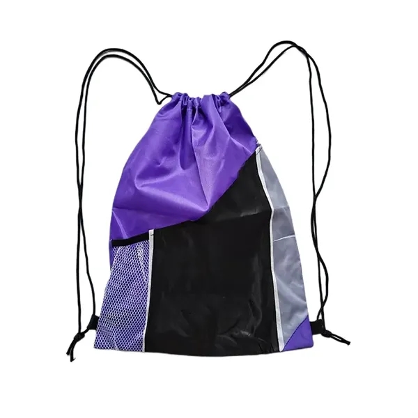 Printed Mesh Pocket Drawstring Backpack - Printed Mesh Pocket Drawstring Backpack - Image 4 of 6