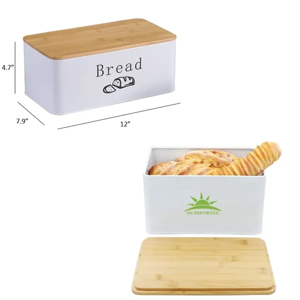 Counter Metal Storage Bread Box Container w/ Wood Lid - Counter Metal Storage Bread Box Container w/ Wood Lid - Image 0 of 1