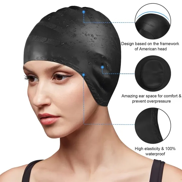 Unisex Swim Caps With 3D Ear Protection - Unisex Swim Caps With 3D Ear Protection - Image 1 of 4