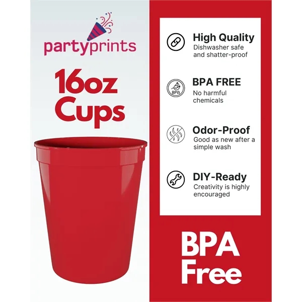 16 Oz Reusable Blank Plastic Cups - 16 Oz Reusable Blank Plastic Cups - Image 1 of 4