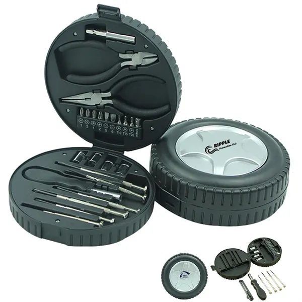 Portable Repairing Multi-function Tire Shaped Tool Sets Kits - Portable Repairing Multi-function Tire Shaped Tool Sets Kits - Image 0 of 3