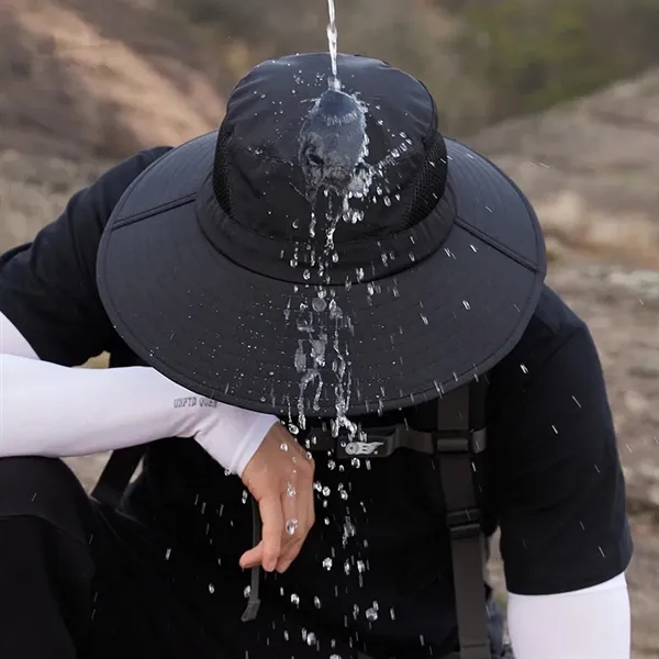 Waterproof Unisex Wide Brim Bucket Sun Hat - Waterproof Unisex Wide Brim Bucket Sun Hat - Image 3 of 5