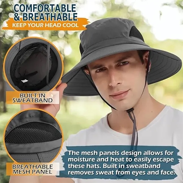 Waterproof Unisex Wide Brim Bucket Sun Hat - Waterproof Unisex Wide Brim Bucket Sun Hat - Image 4 of 5