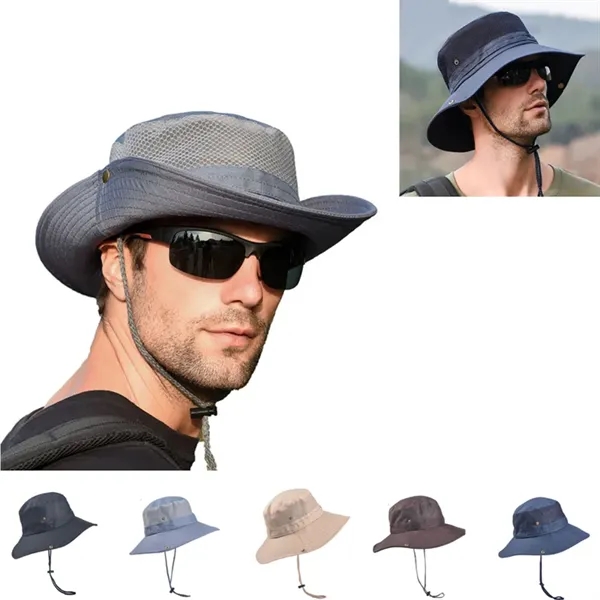 Foldable Wide Brim Bucket Sun Hat for Men Women - Foldable Wide Brim Bucket Sun Hat for Men Women - Image 0 of 5