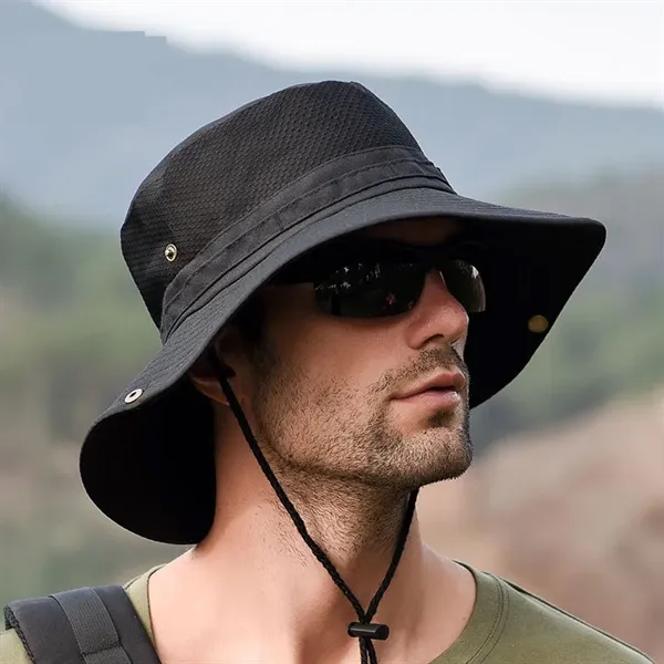 Foldable Wide Brim Bucket Sun Hat for Men Women - Foldable Wide Brim Bucket Sun Hat for Men Women - Image 1 of 5