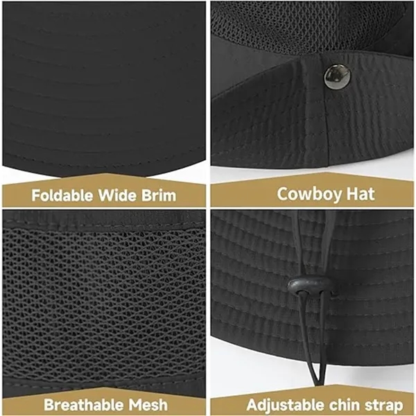Foldable Wide Brim Bucket Sun Hat for Men Women - Foldable Wide Brim Bucket Sun Hat for Men Women - Image 4 of 5