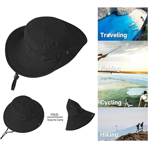 Foldable Wide Brim Bucket Sun Hat for Men Women - Foldable Wide Brim Bucket Sun Hat for Men Women - Image 5 of 5