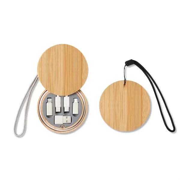 Round Bamboo Multi USB Charging Cable Kit - Round Bamboo Multi USB Charging Cable Kit - Image 1 of 1