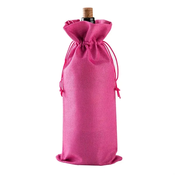Linen Wine Bottle  Drawstring Bag - Linen Wine Bottle  Drawstring Bag - Image 2 of 5