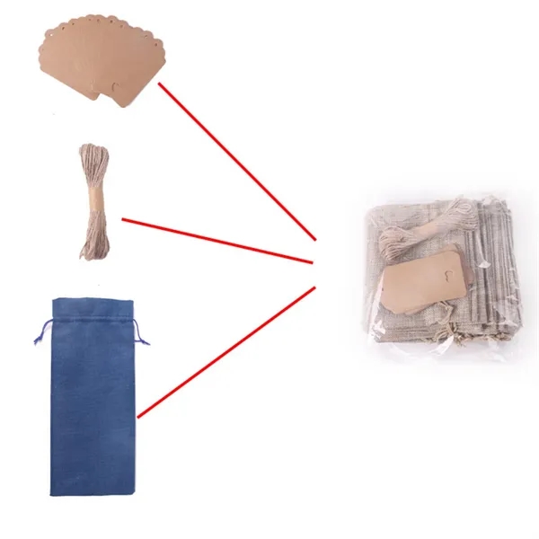 Linen Wine Bottle  Drawstring Bag - Linen Wine Bottle  Drawstring Bag - Image 5 of 5