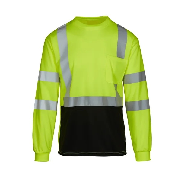 ANSI Class 3 Long Sleeve T Shirt with Black Bottom - ANSI Class 3 Long Sleeve T Shirt with Black Bottom - Image 0 of 2