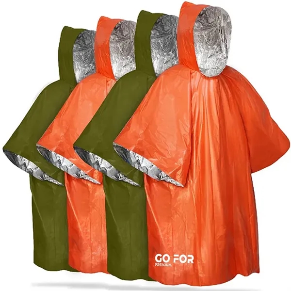 Emergency Rain Poncho with Mylar Blanket Liner - Emergency Rain Poncho with Mylar Blanket Liner - Image 0 of 5