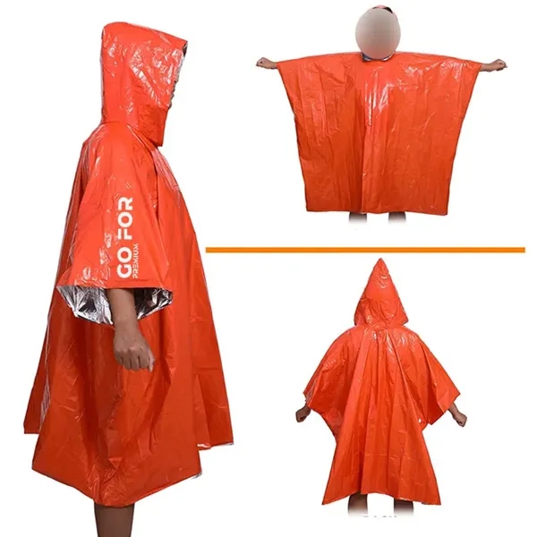 Emergency Rain Poncho with Mylar Blanket Liner - Emergency Rain Poncho with Mylar Blanket Liner - Image 3 of 5
