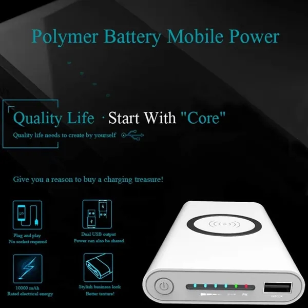 In Stock 10000mAh Wireless QI Fast Charger Powerbank - In Stock 10000mAh Wireless QI Fast Charger Powerbank - Image 1 of 6