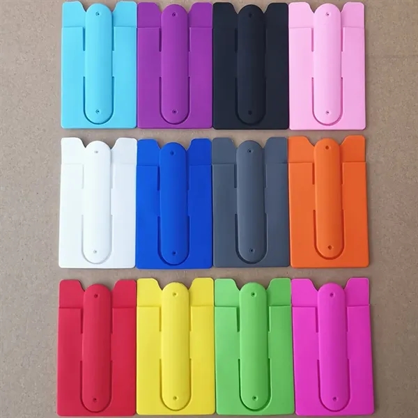 Stick-on Silicon Card Holder With Cell Phone Stand - Stick-on Silicon Card Holder With Cell Phone Stand - Image 0 of 1