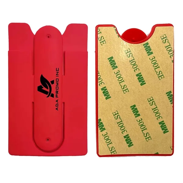 Stick-on Silicon Card Holder With Cell Phone Stand - Stick-on Silicon Card Holder With Cell Phone Stand - Image 1 of 1