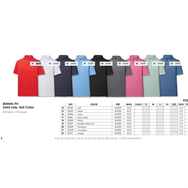 FootJoy Athletic Fit Solid Lisle Polo - FootJoy Athletic Fit Solid Lisle Polo - Image 10 of 18