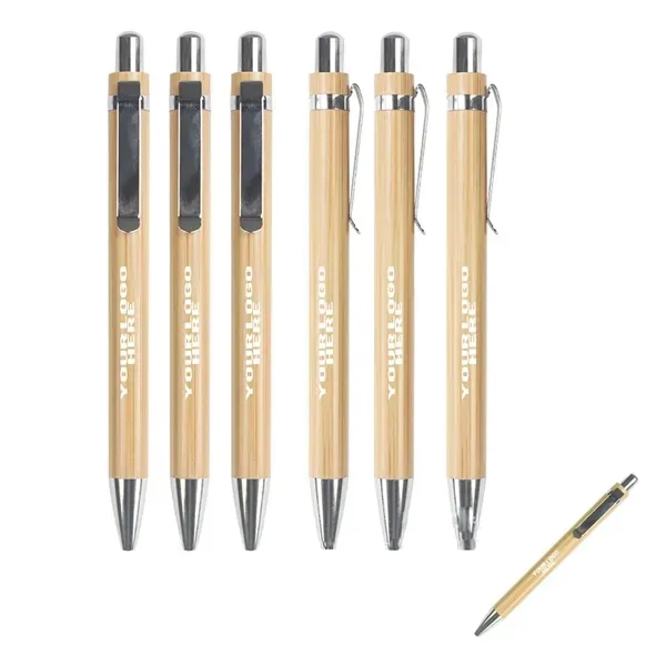 Bamboo Wooden Sustainable Retractable Ballpoint Pen - Bamboo Wooden Sustainable Retractable Ballpoint Pen - Image 0 of 1