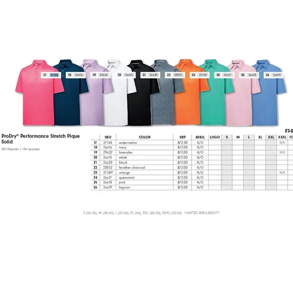 FootJoy ProDry Performance Stretch Pique Solid Polo - FootJoy ProDry Performance Stretch Pique Solid Polo - Image 2 of 16