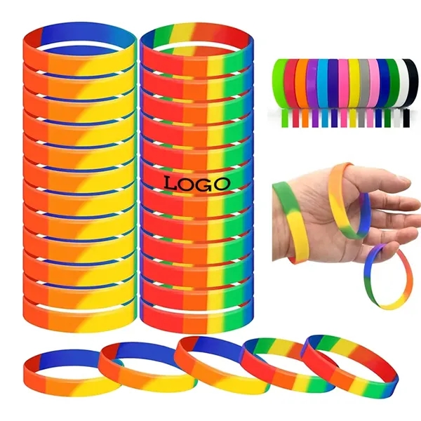 Custom LGBT Pride Rainbow Silicone Wristband Bracelet - Custom LGBT Pride Rainbow Silicone Wristband Bracelet - Image 0 of 3
