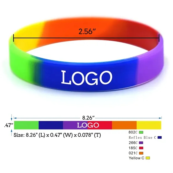 Custom LGBT Pride Rainbow Silicone Wristband Bracelet - Custom LGBT Pride Rainbow Silicone Wristband Bracelet - Image 1 of 3