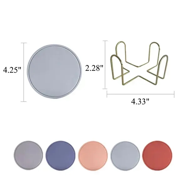 6 pcs Strengthened Plastic Coasters set with rack. - 6 pcs Strengthened Plastic Coasters set with rack. - Image 1 of 3