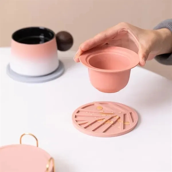 6 pcs Strengthened Plastic Coasters set with rack. - 6 pcs Strengthened Plastic Coasters set with rack. - Image 2 of 3