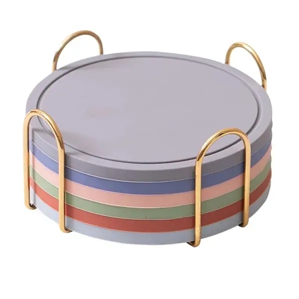 6 pcs Strengthened Plastic Coasters set with rack. - 6 pcs Strengthened Plastic Coasters set with rack. - Image 3 of 3