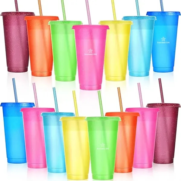24 OZ Tumbler with Straw and Lid Reusable Plastic Cups - 24 OZ Tumbler with Straw and Lid Reusable Plastic Cups - Image 0 of 3