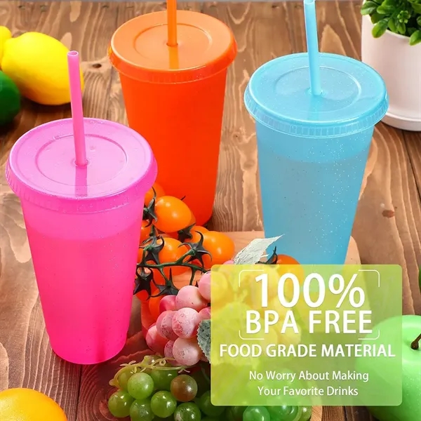 24 OZ Tumbler with Straw and Lid Reusable Plastic Cups - 24 OZ Tumbler with Straw and Lid Reusable Plastic Cups - Image 1 of 3