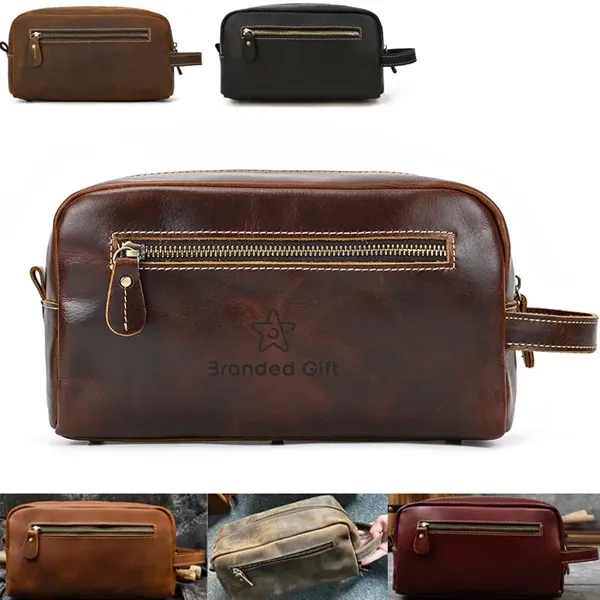 Premium Leather Toiletry Travel Pouch - Premium Leather Toiletry Travel Pouch - Image 0 of 1