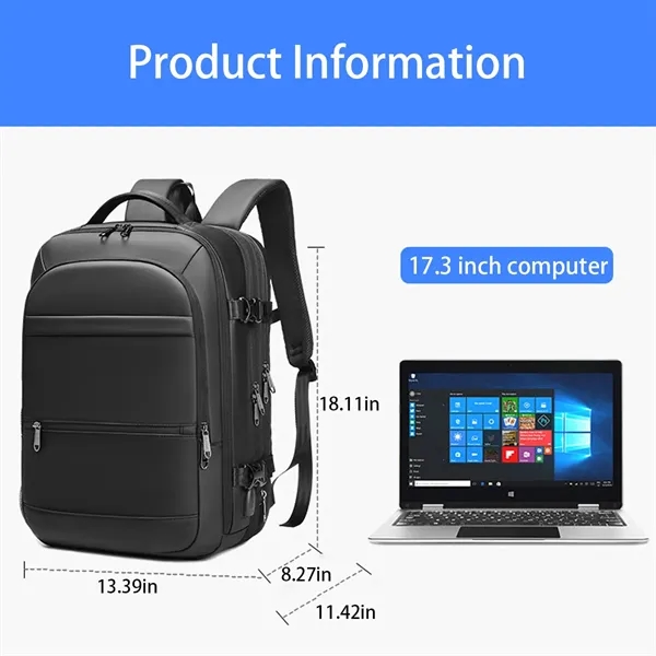 17.3Inch Extra Large Travel Business Laptop USB Backpack - 17.3Inch Extra Large Travel Business Laptop USB Backpack - Image 1 of 8