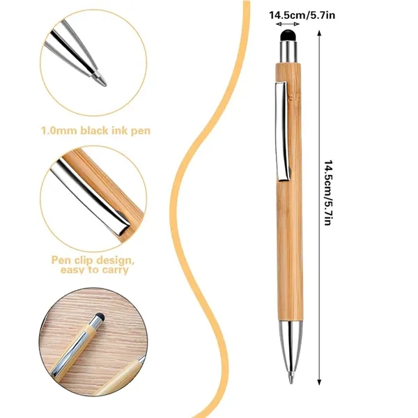 Eco-Friendly Bamboo Wood Click Action Ballpoint Pen w/Stylus - Eco-Friendly Bamboo Wood Click Action Ballpoint Pen w/Stylus - Image 1 of 2