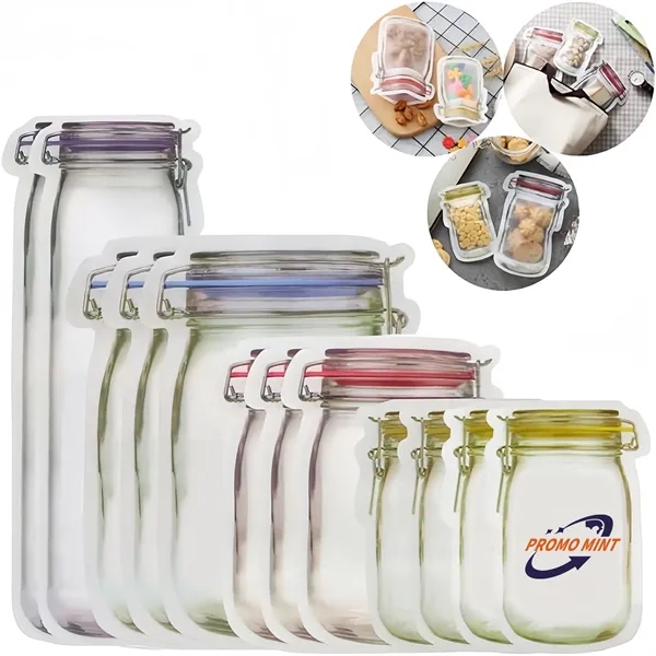 Mason Jar Bottle Airtight Seal Leak-Proof Snack Storage Bag - Mason Jar Bottle Airtight Seal Leak-Proof Snack Storage Bag - Image 0 of 4