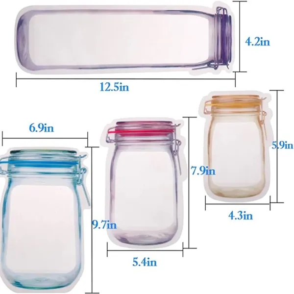 Mason Jar Bottle Airtight Seal Leak-Proof Snack Storage Bag - Mason Jar Bottle Airtight Seal Leak-Proof Snack Storage Bag - Image 1 of 4