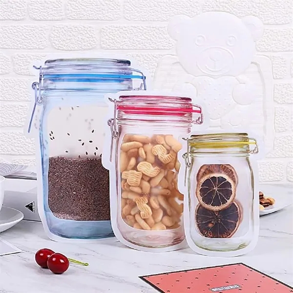 Mason Jar Bottle Airtight Seal Leak-Proof Snack Storage Bag - Mason Jar Bottle Airtight Seal Leak-Proof Snack Storage Bag - Image 3 of 4