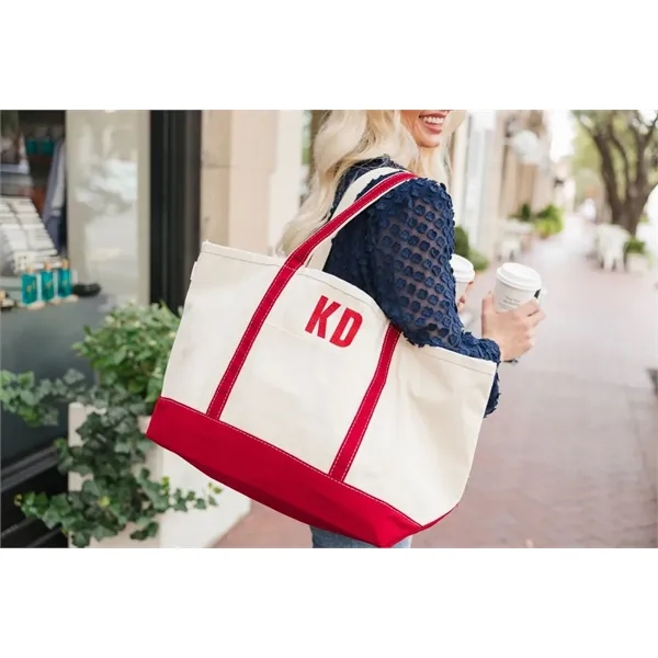Stylish Canvas Tote Bag with an External Pocket, Top Zipper - Stylish Canvas Tote Bag with an External Pocket, Top Zipper - Image 2 of 3
