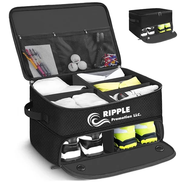 Portable Golf Trunk Organizer Double Layer Storage Locker - Portable Golf Trunk Organizer Double Layer Storage Locker - Image 0 of 6
