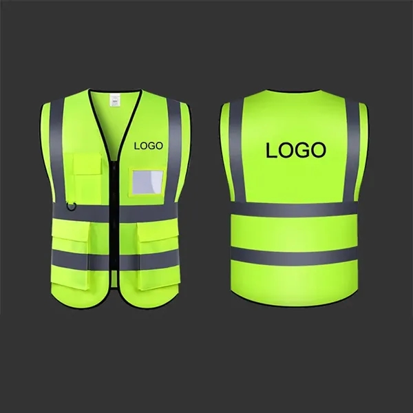 MultiPockets High Visibility Reflective Vest with Zipper - MultiPockets High Visibility Reflective Vest with Zipper - Image 2 of 3