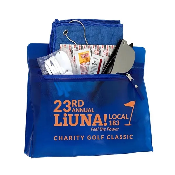 Custom 16 Piece Golf Kit in Travel Pack with Components inserted in