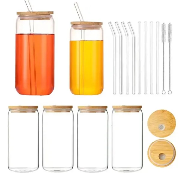 Drinking Glasses with Bamboo Lids - Drinking Glasses with Bamboo Lids - Image 1 of 4