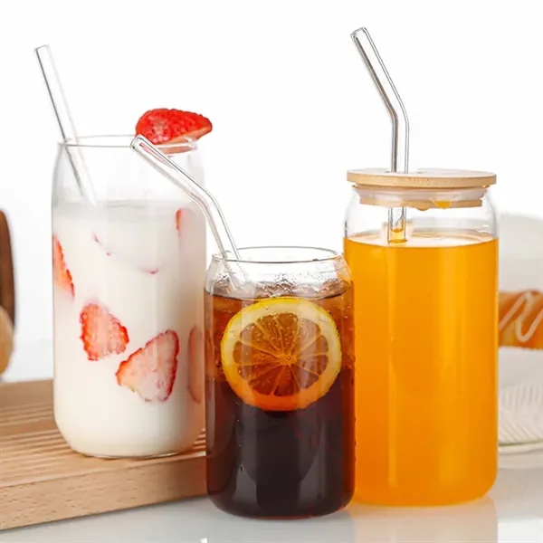 Drinking Glasses with Bamboo Lids - Drinking Glasses with Bamboo Lids - Image 3 of 4