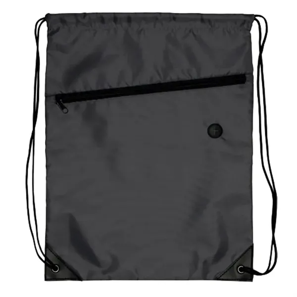 Drawstring Sports Bag with Front Zipper - Drawstring Sports Bag with Front Zipper - Image 1 of 4