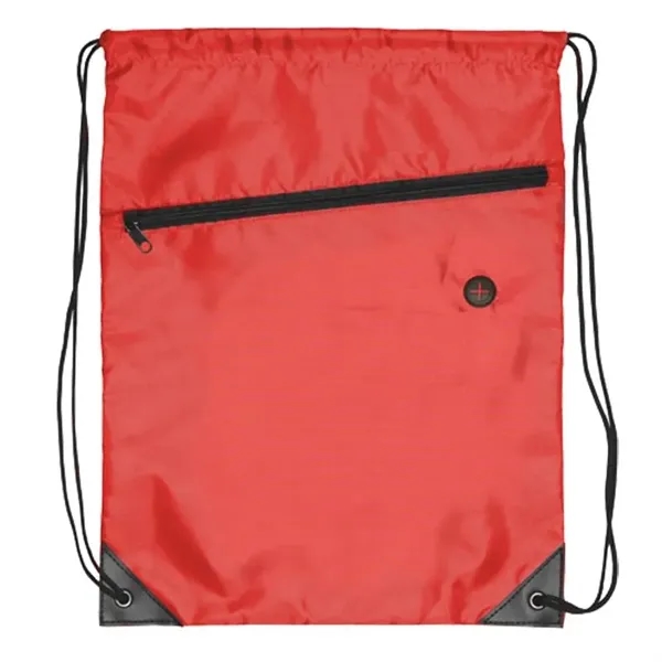 Drawstring Sports Bag with Front Zipper - Drawstring Sports Bag with Front Zipper - Image 3 of 4