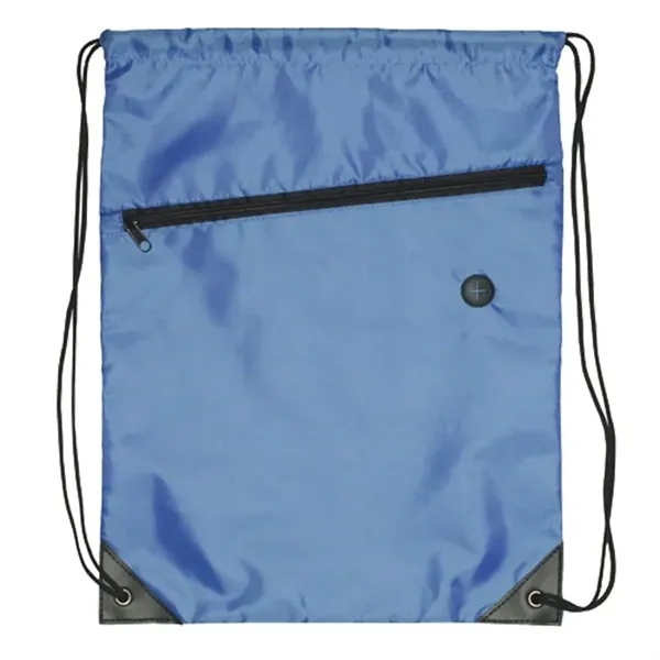 Drawstring Sports Bag with Front Zipper - Drawstring Sports Bag with Front Zipper - Image 4 of 4