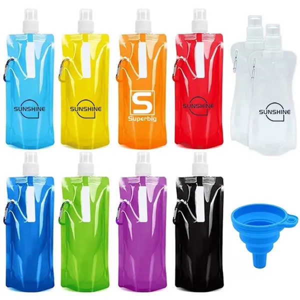 Collapsible Water Bottle with Carabiner - Collapsible Water Bottle with Carabiner - Image 0 of 1