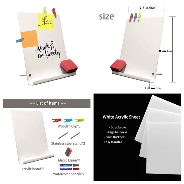 Acrylic White Board with Stand, Tablet Holder - Acrylic White Board with Stand, Tablet Holder - Image 1 of 7