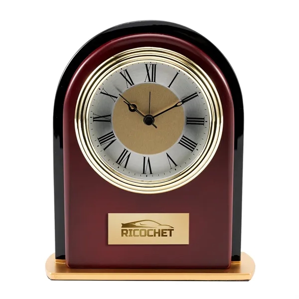 Rosewood and Black Glass Arch Clock - Rosewood and Black Glass Arch Clock - Image 0 of 0