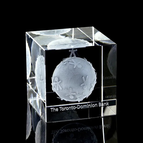 Large Flat Cube 3D Crystal Award - Large Flat Cube 3D Crystal Award - Image 1 of 1