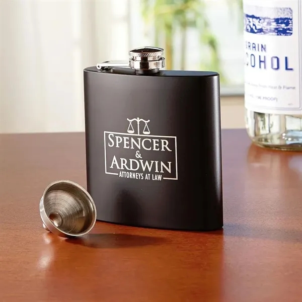 Custom Black Flask Set